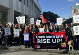 Uber case protest for contractor rights